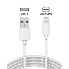 USB-A To Lightning Cable (3ft.) For iPhone / iPad / iPod (Used OEM Pull: Grade A) (Bulk Pack) (10 Pack)