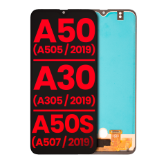 Assemblage OLED sans cadre (avec capteur d'empreintes digitales) compatible pour Samsung Galaxy A50 (A505 / 2019) / A30 (A305 / 2019) / A50s (A507 / 2019) (tous modèles) (Aftermarket Plus) (toutes couleurs)