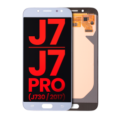 Ensemble OLED sans cadre compatible avec Samsung Galaxy J7 / J7 Pro (J730 / 2017) (Aftermarket Plus) (Bleu / Gris)