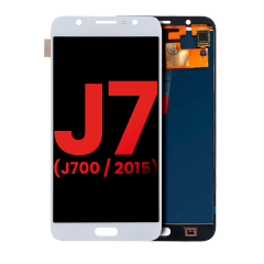Assemblage OLED sans cadre compatible pour Samsung Galaxy J7 (J700 / 2015) (Aftermarket Plus) (Blanc)