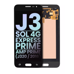 Assemblage OLED sans cadre compatible pour Samsung Galaxy J3 / Sol 4G / Express Prime / Amp Prime (J320 / 2016) (Service Pack) (Noir)