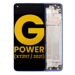 Écran LCD avec cadre compatible pour Motorola Moto G Power (XT2117 / 2021) (Remis à neuf) (Bleu)