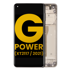 Assemblage LCD avec cadre compatible pour Motorola Moto G Power (XT2117 / 2021) (Reconditionné) (Argent Polaire)