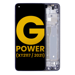 Assemblée LCD avec cadre compatible pour Motorola Moto G Power (XT2117 / 2021) (Remis à neuf) (Gris Flash)
