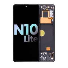 Assemblage OLED avec cadre compatible pour Samsung Galaxy Note 10 Lite (Service Pack) (Aura Noir)