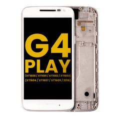 LCD Assembly With Frame Compatible For Motorola Moto G4 Play (XT1600 / XT1601 / XT1602 / XT1603 / XT1604 / XT1607 / XT1609 / 2016) (Refurbished) (White)