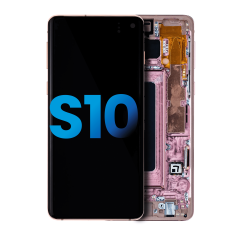 Assemblage d'écran LCD avec cadre (sans capteur d'empreintes digitales) compatible pour Samsung Galaxy S10 (Aftermarket Plus : TFT) (Flamingo Rose)