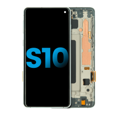 Assemblage LCD avec cadre (sans capteur d'empreintes digitales) compatible pour Samsung Galaxy S10 (Aftermarket Plus: TFT) (Prism Green)