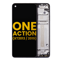 Assemblage LCD avec cadre compatible pour Motorola One Action (XT2013-1 / XT2013-2 / XT2013-4 / 2019) (Reconditionné) (Bleu Denim)