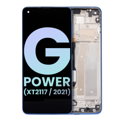 Assemblage LCD avec cadre compatible pour Motorola Moto G Power (XT2117 / 2021) (OEM authentique) (Bleu)
