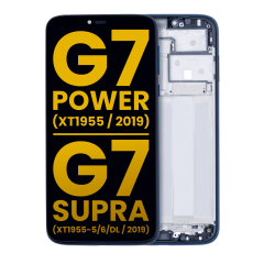 LCD Assembly With Frame Compatible For Motorola Moto G7 Power (XT1955 / 2019) / G7 Supra (XT1955-5/6/DL / 2019) (US Version) (157MM) (Refurbished) (Marine Blue)