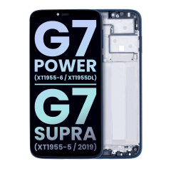 LCD Assembly With Frame Compatible For Motorola Moto G7 Power (XT1955-6 / XT1955Dl) / G7 Supra (XT1955-5 / 2019) (Genuine OEM) (Marine Blue)