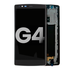 LCD Assembly With Frame Compatible For LG G4 (H815) (Used OEM Pull: Grade A) (Black)