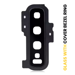 Back Camera Lens With Cover Bezel Ring Compatible For Samsung Galaxy S10 Plus (Prism Black)