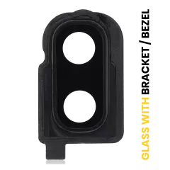 Back Camera Lens With Bracket / Bezel Compatible For Samsung Galaxy Z Flip 4G (F700) / Z Flip 5G (F707) (Mirror Black)