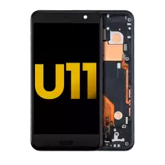 Assemblage LCD avec cadre et bouton d'accueil pré-installé compatible pour HTC U11 (Remis à neuf) (Noir)