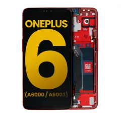 OLED Assembly With Frame Compatible For OnePlus 6 (A6000 / A6003) (Refurbished) (Amber Red)