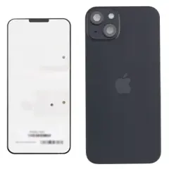 Back Glass With Steel Plate With Wireless NFC Charging MagSafe Magnet & Flashlight Flex Compatible For IPhone 15 Plus (Genuine OEM) (Black)