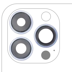 Objectif de caméra arrière avec support et cadre compatible pour iPhone 13 Pro / 13 Pro Max (Aftermarket Plus) (Bleu Sierra)