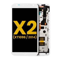 LCD Assembly With Frame Compatible For Motorola Moto X2 (XT1096 / 2014) (Refurbished) (White)