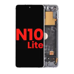 Assemblage OLED Avec Cadre Compatible Pour Samsung Galaxy Note 10 Lite (Aftermarket Plus) (Aura Glow / Argent)