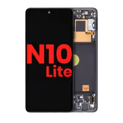 Assemblage OLED avec cadre compatible pour Samsung Galaxy Note 10 Lite (Aftermarket Plus) (Noir Aura)