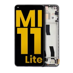 OLED Assembly With Frame Compatible For Xiaomi Mi 11 Lite / Xiaomi Mi 11 Lite 5G (Refurbished) ( Boba Black)