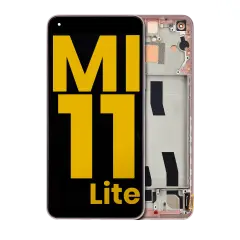OLED Assembly With Frame Compatible For Xiaomi Mi 11 Lite / Xiaomi Mi 11 Lite 5G (Refurbished) (Peach Pink)