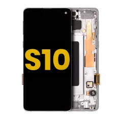 Assemblage OLED avec cadre compatible pour Samsung Galaxy S10 (Remis à neuf) (Prism White)