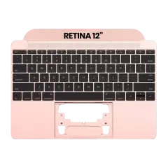 Top Case With Keyboard And Microphone Compatible For MacBook Retina 12" (A1534 / Early 2016 / Mid 2017) (US English) (Used OEM Pull: Grade New) (Rose Gold)