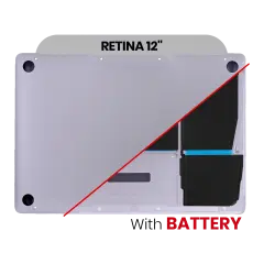 Bottom Case With Battery (A1705) Compatible For MacBook Retina 12" (A1534 / Early 2016 / Mid 2017) (Space Gray)
