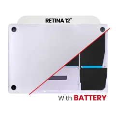 Bottom Case With Battery (A1527) Compatible For MacBook Retina 12" (A1534 / Early 2015) (Silver)