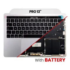 Top Case Assembly With Battery And Keyboard Compatible For MacBook Pro 13" Touch Bar (A1706 / Late 2016) (US Keyboard) (Used OEM Pull: Grade B/C) (Silver)