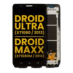 LCD Assembly With Frame Compatible For Motorola Droid Ultra (XT1080 / 2013) / Droid Maxx (XT1080M / 2013) (Refurbished) (Black)