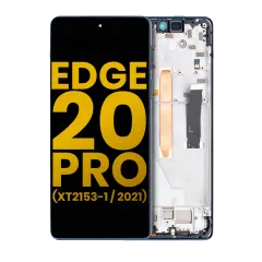 LCD Assembly With Frame Compatible For Motorola Edge 20 Pro (XT2153-1 / 2021) (Refurbished) (Midnight Blue)