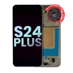 Assemblage OLED avec cadre compatible pour Samsung Galaxy S24 Plus 5G (version américaine et internationale) (pack de service) (Jaune ambre)
