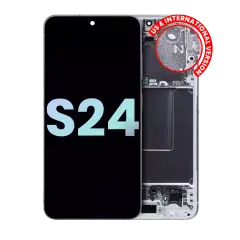 Assemblage OLED avec cadre compatible pour Samsung Galaxy S24 5G (Version US & Internationale) (Pack Service) (Gris Marbre)