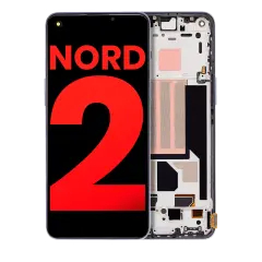 OLED Assembly With Frame Compatible For OnePlus Nord 2 5G (Aftermarket Plus) (Gray Sierra)