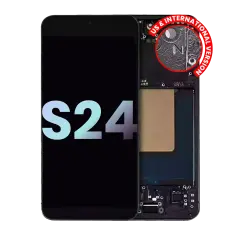 Assemblage OLED avec cadre compatible pour Samsung Galaxy S24 5G (Version US & Internationale) (Pack Service) (Onyx Black)