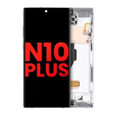 Assemblée OLED avec cadre compatible pour Samsung Galaxy Note 10 Plus / 5G (Aftermarket Plus) (Aura White)