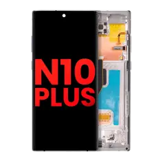OLED Assembly With Frame Compatible For Samsung Galaxy Note 10 Plus / 5G (Aftermarket Plus) (Aura Glow / Silver)