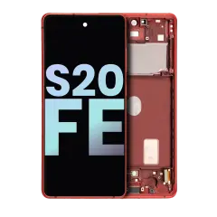 Assemblage OLED avec cadre compatible pour Samsung Galaxy S20 FE 4G / 5G (Pack Service) (Cloud Red)