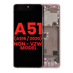 OLED Assembly With Frame Compatible For Samsung Galaxy A51 5G (A516 / 2020) (Non-Verizon 5G UW Frame) (6.46") (Aftermarket Plus) (Prism Cube Pink)