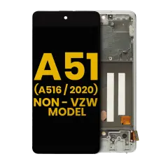 Assemblage OLED avec cadre compatible pour Samsung Galaxy A51 5G (A516 / 2020) (Cadre 5G UW non-Verizon) (Remis à neuf) (Prism Cube White)