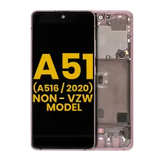 Assemblage OLED avec cadre compatible pour Samsung Galaxy A51 5G (A516 / 2020) (cadre Non-Verizon 5G UW) (Reconditionné) (Prism Cube Rose)