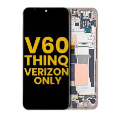 OLED Assembly With Frame Compatible For LG V60 ThinQ 5G UW (Verizon Model) (Refurbished) (Classy Blue / Gold Frame)