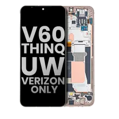 OLED Assembly With Frame Compatible For LG V60 ThinQ 5G UW (Verizon 5G UW Frame Only) (Used OEM Pull: Grade B/C) (Classy Blue / Gold Frame)