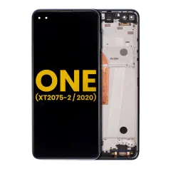 Assemblage d'écran LCD avec cadre compatible pour Motorola One 5G (XT2075-2 / 2020) (Reconditionné) (Surfing Blue)