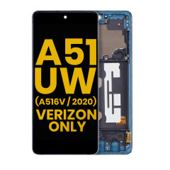OLED Assembly With Frame Compatible For Samsung Galaxy A51 5G UW (A516V / 2020) (Verizon 5G UW Frame Only) (Refurbished) (Prism Bricks Blue)
