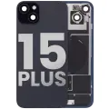 Back Glass With Steel Plate With Wireless NFC Charging MagSafe Magnet & Flashlight Flex Compatible For iPhone 15 Plus (Used OEM Pull: Grade A) (Black)